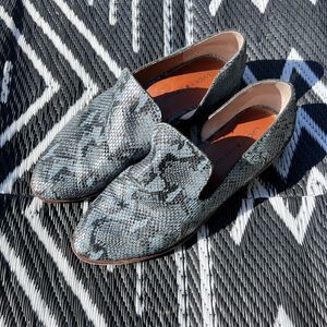 Lucky Brand Leather snakeskin loafers Size 10 Blue Black Slip On